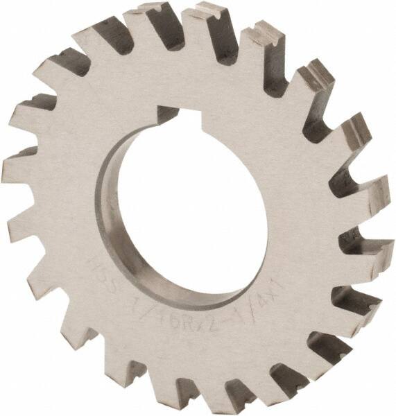 Value Collection - 1/32" Radius, 1/16" Circle Diam, 2-1/4" Cutter Diam, Arbor Connection, Concave Radius Cutter - High Speed Steel, 10 Teeth - Americas Industrial Supply