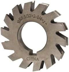 Value Collection - 5/64" Radius, 5/32" Circle Diam, 2-1/4" Cutter Diam, 0.1563" Cutting Width, Arbor Connection, Concave Radius Cutter - High Speed Steel, Oxide Finish, Form Relieved, 10 Teeth - Americas Industrial Supply