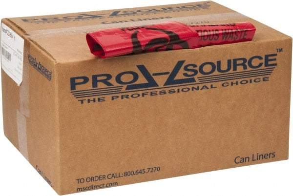 PRO-SOURCE - 35 Gal Capacity, Red, LLD, Hazardous Waste Bag - 1.2 mil Thick x 31" Wide x 43" High, Flat Pack - Americas Industrial Supply