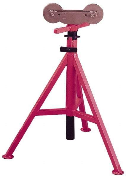 Value Collection - 1/8" to 12" Pipe Capacity, Adjustable Pipe Stand with 2 Adjustable Rollers - 27" to 47" High, 2,500 Lb Capacity - Americas Industrial Supply