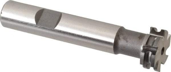 Made in USA - 1/16" Radius, 1/8" Circle Diam, 3/4" Diam x 0.26" Wide Cut, High Speed Steel Concave Radius Cutter - 3" OAL, 1/2" Shank Diam, Shank Connection, Uncoated, Form Relieved, 6 Teeth, Weldon Flat - Americas Industrial Supply