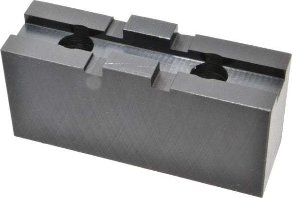 Bison - 10" Chuck Capacity, Tongue & Groove Attachment, Square Soft Lathe Chuck Jaw - 1 Jaw, Steel, 2-1/8" Btw Mount Hole Ctrs, 4-3/16" Long x 1-9/32" Wide x 2.028" High, 1/2" Groove - Americas Industrial Supply