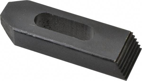 Value Collection - 1/2" Stud, Heat Treated Steel, Plain Strap Clamp - 1-1/2" Travel, 4" OAL x 1-1/4" Wide x 3/4" High, Black Oxide Finish, Tapered Nose - Americas Industrial Supply
