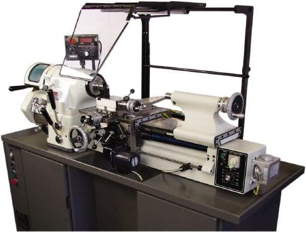 Vectrax - Plastic Chip & Coolant Shield - 1/8" Thick x 8.27" Wide x 38.19" Long, Pivot/Screw Base, Use with Toolroom Lathe - Americas Industrial Supply