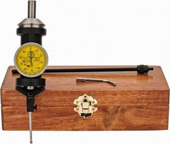 Made in USA - 5 Piece, 0mm to 6.3mm Measuring Range, Yellow Dial Test Indicator Kit - 0.005mm Accuracy, 1/8" Ball Diam, 0.01mm Dial Graduation - Americas Industrial Supply