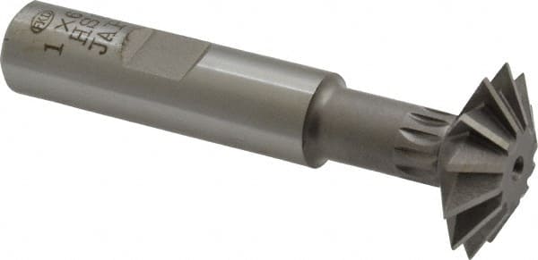 Interstate - 1° 1" Cut Diam, 5/16" Cut Width, 1/2" Shank, High Speed Steel Double-Angle Cutter - Americas Industrial Supply