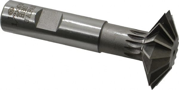 Interstate - 1-1/2° 1-1/2" Cut Diam, 1/2" Cut Width, 5/8" Shank, High Speed Steel Double-Angle Cutter - Americas Industrial Supply