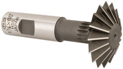 Interstate - 1-7/8° 1-7/8" Cut Diam, 5/8" Cut Width, 3/4" Shank, High Speed Steel Double-Angle Cutter - Americas Industrial Supply