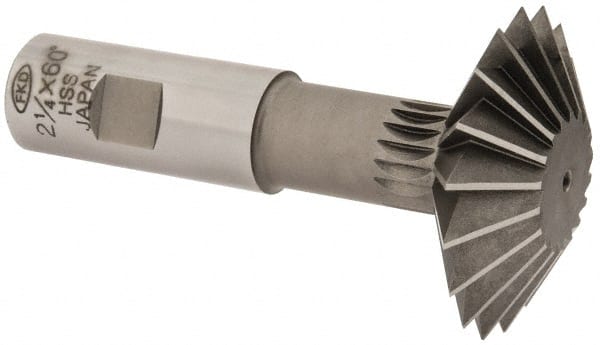 Interstate - 2-1/4° 2-1/4" Cut Diam, 3/4" Cut Width, 7/8" Shank, High Speed Steel Double-Angle Cutter - Americas Industrial Supply