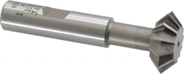 Interstate - 1° 1" Cut Diam, 3/8" Cut Width, 1/2" Shank, High Speed Steel Double-Angle Cutter - Americas Industrial Supply