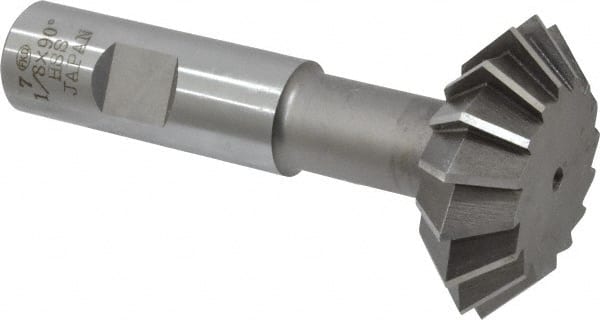 Interstate - 1-7/8° 1-7/8" Cut Diam, 5/8" Cut Width, 3/4" Shank, High Speed Steel Double-Angle Cutter - Americas Industrial Supply