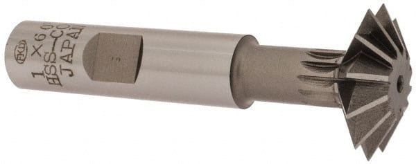 Interstate - 1° 1" Cut Diam, 5/16" Cut Width, 1/2" Shank, Cobalt Double-Angle Cutter - Americas Industrial Supply