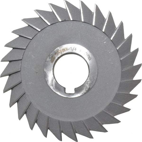 Interstate - 5" Diam x 3/4" Width of Cut, 45° Included Angle, Arbor Connection, High Speed Steel Single Angle Cutter - Right Hand Cut, Oxide Finish - Americas Industrial Supply