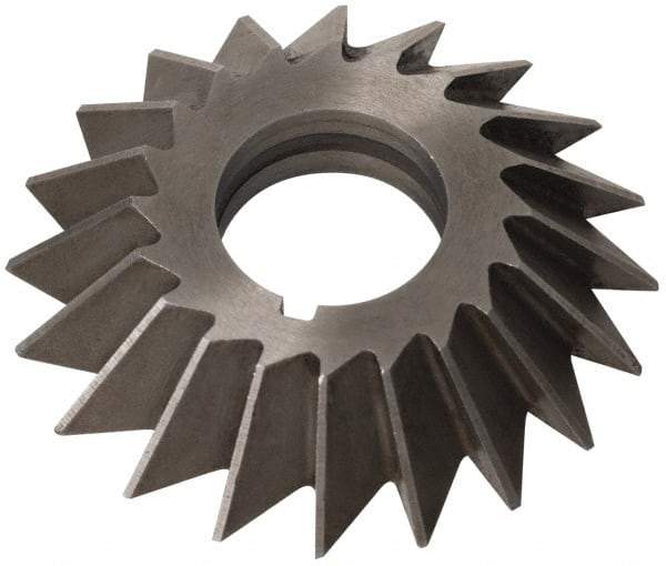 Value Collection - 5" Diam x 3/4" Width of Cut, 45° Included Angle, Arbor Connection, High Speed Steel Single Angle Cutter - Left Hand Cut, Uncoated - Americas Industrial Supply