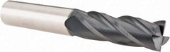 SGS - 3/4", 2-1/4" LOC, 3/4" Shank Diam, 5" OAL, 4 Flute, Solid Carbide Square End Mill - Single End, AlTiN Finish, Spiral Flute, 30° Helix, Centercutting, Right Hand Cut, Right Hand Flute, Series 1L - Americas Industrial Supply