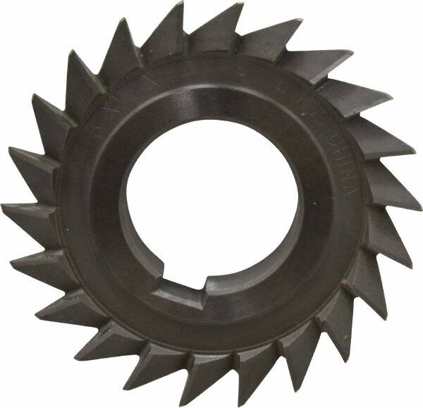 Value Collection - 3" Diam x 1/2" Width of Cut, 45° Included Angle, Arbor Connection, High Speed Steel Single Angle Cutter - Left Hand Cut, Oxide Finish - Americas Industrial Supply