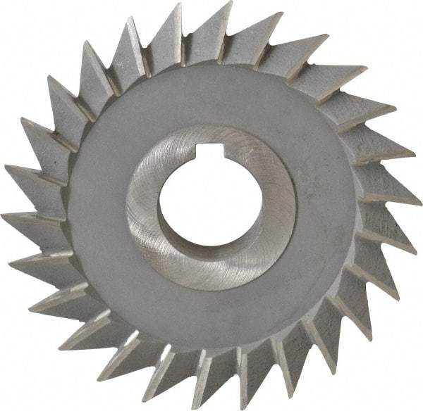 Value Collection - 4" Diam x 3/4" Width of Cut, 45° Included Angle, Arbor Connection, High Speed Steel Single Angle Cutter - Left Hand Cut, Oxide Finish - Americas Industrial Supply