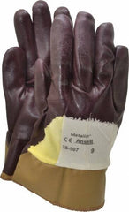Ansell - Size L (9), ANSI Cut Lvl 2, Abrasion Lvl 3, Nitrile Coated Cut Resistant Gloves - Palm, Fingers & Knuckles Coated, Cotton/Kevlar Lining, Safety Cuff, Brown, Paired - Americas Industrial Supply