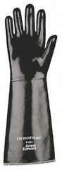 Ansell - Size XL (10), 18" Long, 85 mil Thick, Supported, Neoprene Chemical Resistant Gloves - Textured Finish, Fleece/Jersey Lined, Gauntlet Cuff, ANSI Abrasion Level 3, ANSI Cut Level 2, Black, FDA Approved - Americas Industrial Supply