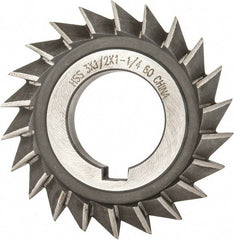 Value Collection - 3" Diam x 1/2" Width of Cut, 60° Included Angle, Arbor Connection, High Speed Steel Single Angle Cutter - Right Hand Cut, Oxide Finish - Americas Industrial Supply