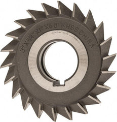 Value Collection - 3" Diam x 3/4" Width of Cut, 60° Included Angle, Arbor Connection, High Speed Steel Single Angle Cutter - Right Hand Cut, Oxide Finish - Americas Industrial Supply