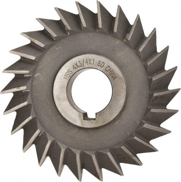 Value Collection - 4" Diam x 3/4" Width of Cut, 60° Included Angle, Arbor Connection, High Speed Steel Single Angle Cutter - Right Hand Cut, Oxide Finish - Americas Industrial Supply