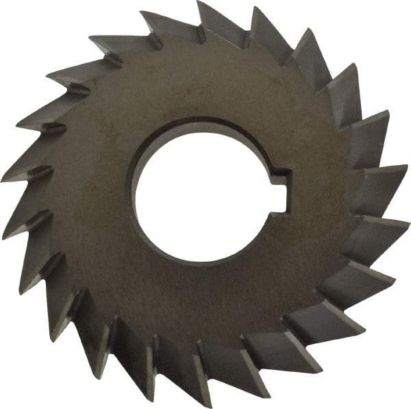 Value Collection - 3" Diam x 5/8" Width of Cut, 60° Included Angle, Arbor Connection, High Speed Steel Single Angle Cutter - Left Hand Cut, Uncoated - Americas Industrial Supply