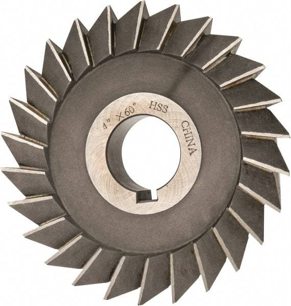 Value Collection - 4" Diam x 3/4" Width of Cut, 60° Included Angle, Arbor Connection, High Speed Steel Single Angle Cutter - Left Hand Cut, Oxide Finish - Americas Industrial Supply