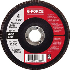 Value Collection - 60 Grit, 4" Disc Diam, 5/8" Center Hole, Type 29 Aluminum Oxide Flap Disc - 13,500 Max RPM, Fiberglass Backing, Arbor Attaching System, Coated - Americas Industrial Supply