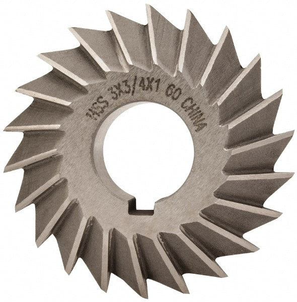 Value Collection - 3° 3" Cut Diam, 3/4" Cut Width, 1" Arbor, High Speed Steel Double-Angle Cutter - Americas Industrial Supply