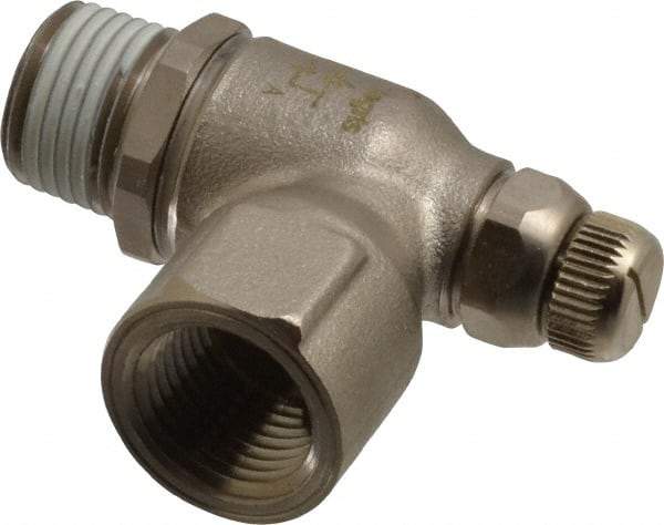 Legris - 1/2" NPT Mini Swivel Flow Control Regulator - 0 to 145 psi, Treated Brass Material & Viton O-Ring - Americas Industrial Supply