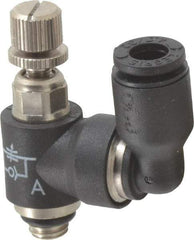 Legris - 5/32" OD x 10-32 UNF Miniature Swivel Outlet Flow Control Regulator - 0 to 145 psi & Nylon Material - Americas Industrial Supply