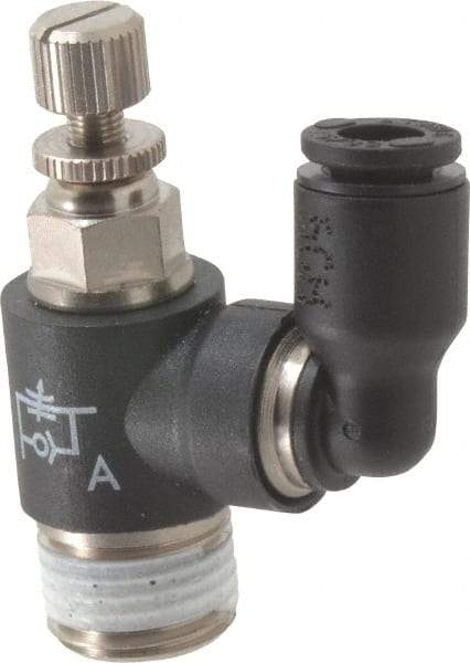 Legris - 5/32" OD x 1/8" NPT Miniature Swivel Outlet Flow Control Regulator - 0 to 145 psi & Nylon Material - Americas Industrial Supply