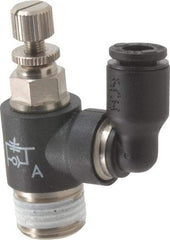Legris - 5/32" OD x 1/8" NPT Miniature Swivel Outlet Flow Control Regulator - 0 to 145 psi & Nylon Material - Americas Industrial Supply