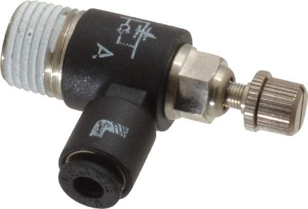 Legris - 1/8" OD x 1/8" NPT Miniature Flow Control Regulator - 0 to 145 psi & Nylon Material - Americas Industrial Supply