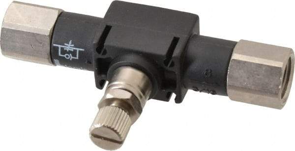 Legris - 1/4" NPT Threaded In-Line Flow Control Valve - 0 to 145 psi & Nylon Material - Americas Industrial Supply