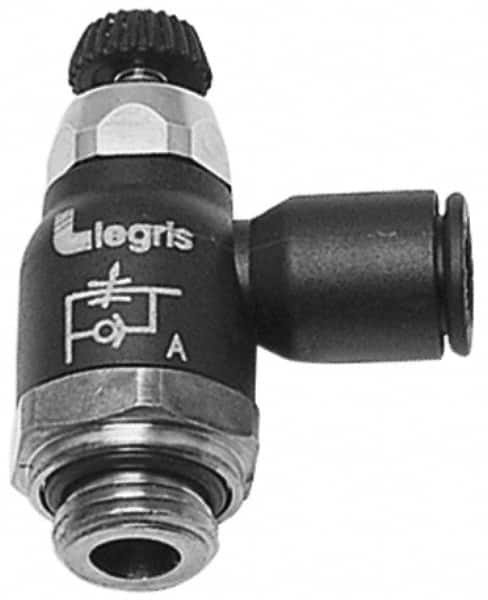 Legris - 12mm Tube OD x 3/8 Male BSPP Compact Meter Out Flow Control Valve - 14.5 to 145 psi, Nylon - Americas Industrial Supply