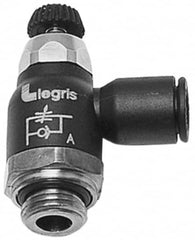 Legris - 12mm Tube OD x 3/8 Male BSPP Compact Meter Out Flow Control Valve - 14.5 to 145 psi, Nylon - Americas Industrial Supply