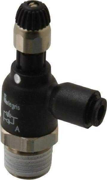 Legris - 5/32" Tube OD x 1/4 Male NPT Compact Meter Out Flow Control Valve - 14.5 to 145 psi, Nylon - Americas Industrial Supply