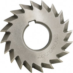 Made in USA - 4° 4" Cut Diam, 3/4" Cut Width, 1-1/4" Arbor, High Speed Steel Double-Angle Cutter - Americas Industrial Supply