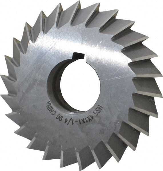 Value Collection - 4° 4" Cut Diam, 1" Cut Width, 1-1/4" Arbor, High Speed Steel Double-Angle Cutter - Americas Industrial Supply