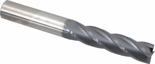SGS - 3/4", 3" LOC, 3/4" Shank Diam, 6" OAL, 4 Flute, Solid Carbide Square End Mill - Single End, AlTiN Finish, Spiral Flute, 30° Helix, Centercutting, Right Hand Cut, Right Hand Flute, Series 1EL - Americas Industrial Supply
