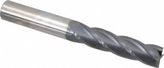 SGS - 3/4", 3" LOC, 3/4" Shank Diam, 6" OAL, 4 Flute, Solid Carbide Square End Mill - Single End, AlTiN Finish, Spiral Flute, 30° Helix, Centercutting, Right Hand Cut, Right Hand Flute, Series 1EL - Americas Industrial Supply