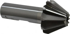 Interstate - 1-1/4" Large x 1/2" Small Diam, 25/32" Width of Cut, 60° Included Angle, High Speed Steel Face Angle Cutter - 5/8" Shank Diam, 2-21/32" Overall Length, Weldon Flat - Americas Industrial Supply