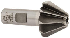 Interstate - 1-5/8" Large x 5/8" Small Diam, 1-1/16" Width of Cut, 60° Included Angle, High Speed Steel Face Angle Cutter - 3/4" Shank Diam, 3-1/16" Overall Length, Weldon Flat - Americas Industrial Supply