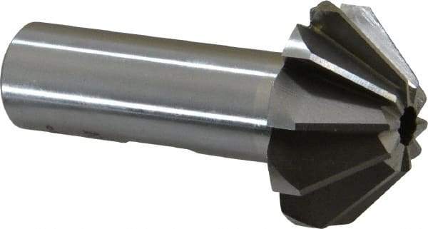 Interstate - 1-1/4" Large x 1/2" Small Diam, 17/32" Width of Cut, 90° Included Angle, High Speed Steel Face Angle Cutter - 5/8" Shank Diam, 2-13/32" Overall Length, Weldon Flat - Americas Industrial Supply