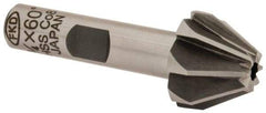 Interstate - 3/4" Large x 5/16" Small Diam, 17/32" Width of Cut, 60° Included Angle, Cobalt Face Angle Cutter - 3/8" Shank Diam, 2-3/32" Overall Length, Weldon Flat - Americas Industrial Supply