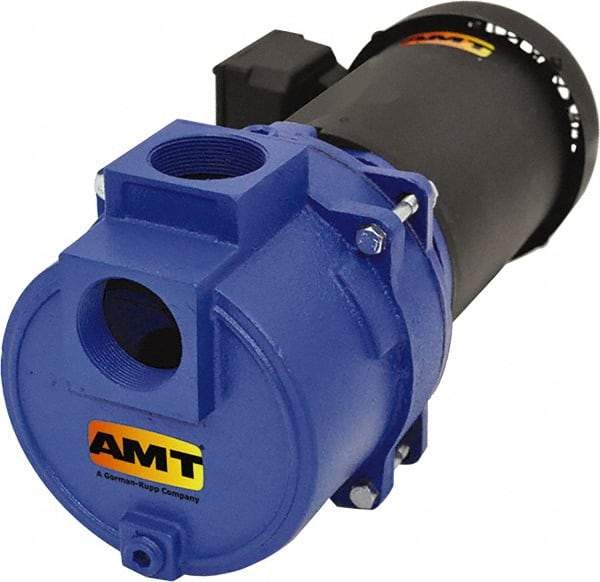 American Machine & Tool - 230/460 Volt, 8/4 Amp, 3 Phase, 3 HP, Self Priming Sewage Trash Pump - 56J Frame, 2 Inch Inlet, TEFC Motor, Cast Iron Housing, Stainless Steel Impeller, Buna N Seal - Americas Industrial Supply