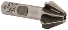 Interstate - 1" Large x 3/8" Small Diam, 11/16" Width of Cut, 60° Included Angle, Cobalt Face Angle Cutter - 1/2" Shank Diam, 2-13/32" Overall Length, Weldon Flat - Americas Industrial Supply