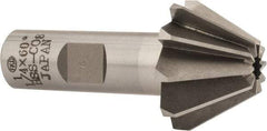 Interstate - 1-1/4" Large x 1/2" Small Diam, 25/32" Width of Cut, 60° Included Angle, Cobalt Face Angle Cutter - 5/8" Shank Diam, 2-21/32" Overall Length, Weldon Flat - Americas Industrial Supply